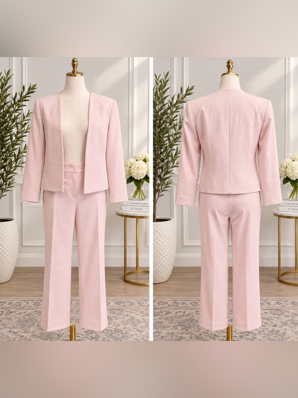 Ann Taylor Soft Pink Open-Front Blazer & Straight Pants